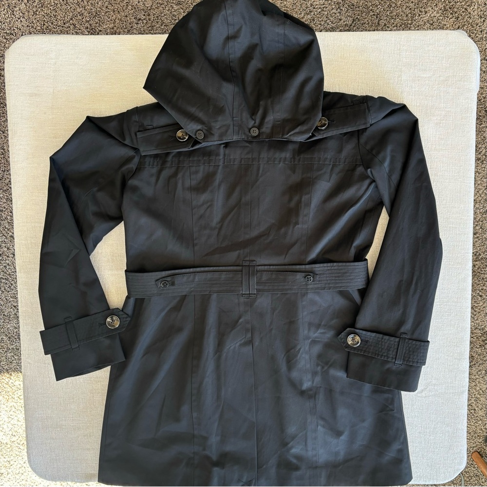 London Fog Women's Black Trench Coat with removable hood size m - Picture 4 of 11